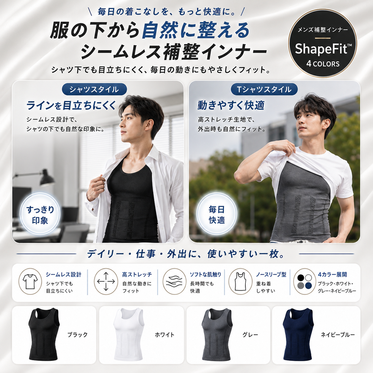 ShapeFit™｜シームレス補整インナー｜